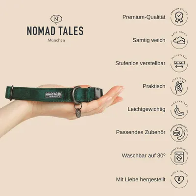 Nomad Tales München κολάρο υψηλής ποιότητας, βελούδινα απαλό, ρυθμιζόμενο, πρακτικό, ελαφρύ, πλενόμενο στους 30°, χειροποίητο. Συμβατά αξεσουάρ.