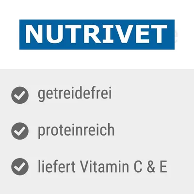 Nutrivet. Getreidefrei, proteinreich, liefert Vitamin C & E.