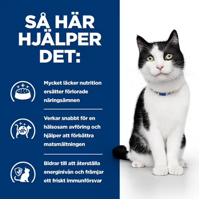Så här hjälper det: Mycket läcker nutrition ersätter förlorade näringsämnen, verkar snabbt för hälsosam avföring och matsmältning, bidrar till energi och immunförsvar.