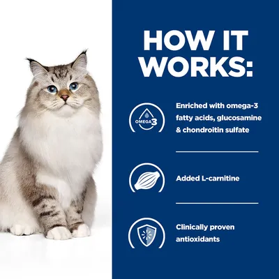 How it works: enriched with omega-3 fatty acids, glucosamine and chondroitin sulfate; added L-carnitine; clinically proven antioxidants.
