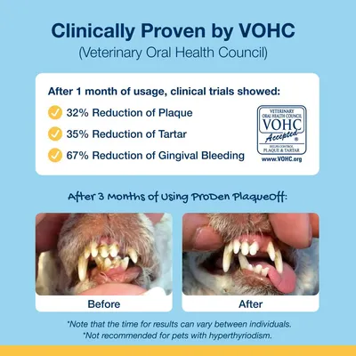 Clinical trial results: after 1 month, 32% less plaque, 35% less tartar, 67% less gum bleeding. Before and after photos show visible dental improvement after 3 months of use.
