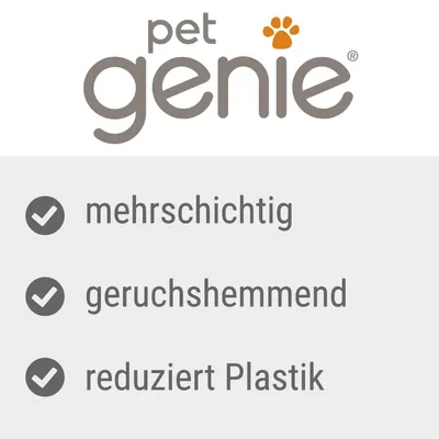 pet genie. Meerlagig, geurremmend, vermindert plastic.