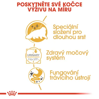 Speciální složení pro dlouhou srst, zdravý močový systém, fungování trávicího ústrojí. Text: URINARY Health. Poskytněte své kočce výživu na míru.
