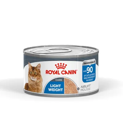 Royal Canin Care Light Weight Airlift Mousse. Dokumenterede resultater: Over 90 % af kattene opnåede en sundere vægt på 8 uger. Royal Canin Care Light Weight Airlift Mousse. Dokumenterede resultater: Over 90 % af kattene opnåede en sundere vægt på 8 uger.