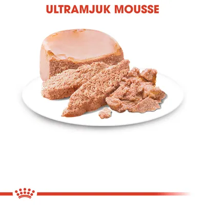 Ultramjuk mousse, serverad på vit tallrik. Texten 'ULTRAMJUK MOUSSE' syns över bilden.