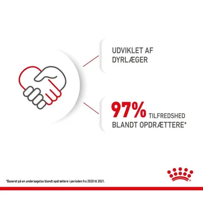 Udviklet af dyrlæger. 97 % tilfredshed blandt opdrættere. *Baseret på en undersøgelse blandt opdrættere i perioden fra 2020 til 2021.
