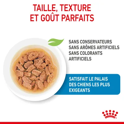Taille, texture et goût parfaits. Sans conservateurs, sans arômes artificiels, sans colorants artificiels. Satisfait le palais des chiens les plus exigeants.