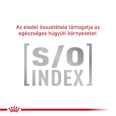 Az eledel összetétele támogatja az egészséges húgyúti környezetet: [s/o] INDEX