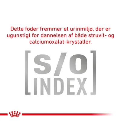 Dette foder fremmer et urinmiljø, der er ugunstigt for dannelsen af både struvit- og calciumoxalat-krystaller. [s/o] INDEX