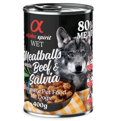 4 + 2 gratis! 6 x 400 g Alpha Spirit Dog Kjøttboller