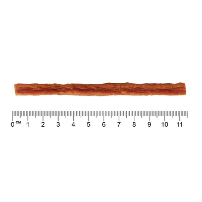 Smeđi žvakaći štapić, duljina oko 11 cm, s mjerilom za prikaz veličine.