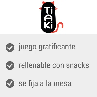 Tiaki. Juego gratificante, rellenable con snacks, se fija a la mesa.