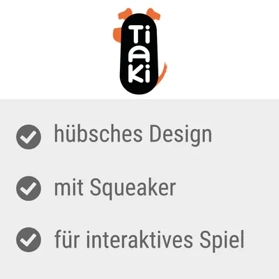 Tiaki. Hübsches Design, mit Squeaker, für interaktives Spiel.