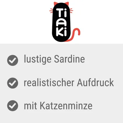 Tiaki. Lustige Sardine, realistischer Aufdruck, mit Katzenminze.
