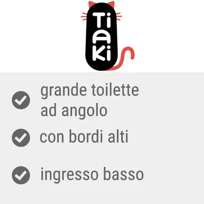 Tiaki. grande toilette ad angolo, con bordi alti, ingresso basso.