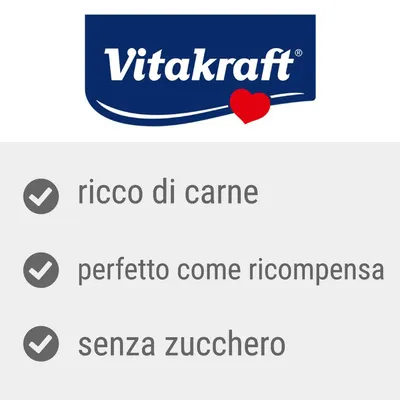 Vitakraft. ricco di carne, perfetto come ricompensa, senza zucchero.