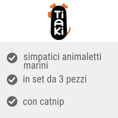 Tiaki, simpatici animaletti marini, in set da 3 pezzi, con catnip