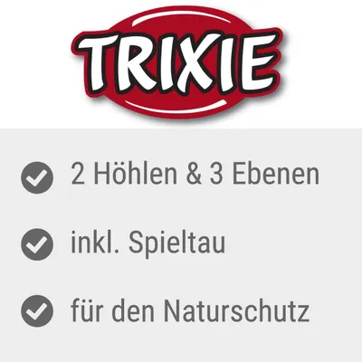 Trixie. 2 Höhlen & 3 Ebenen, inkl. Spieltau, für den Naturschutz.