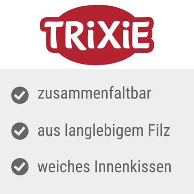 Trixie. Zusammenfaltbar, aus langlebigem Filz, weiches Innenkissen.