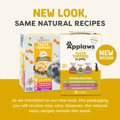 Applaws Taste Toppers Trial Pack 6 x 85g - Chicken Selection in Jelly (3 Varieties) Applaws Taste Toppers Trial Pack 6 x 85g - Chicken Selection in Jelly (3 Varieties)