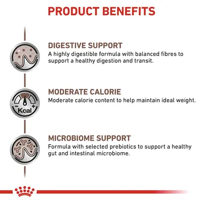 Product benefits: digestive support with balanced fibres, moderate calorie content for ideal weight, and microbiome support with prebiotics for gut and intestinal health.