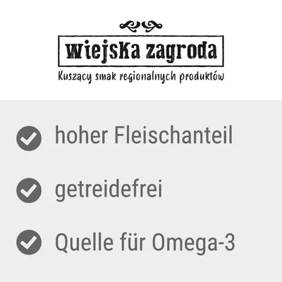 Wiejskia Zagroda. Hoher Fleischanteil, getreidefrei, Quelle für Omega-3.
