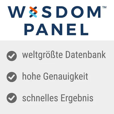 Wisdom Panel: weltgrößte Datenbank, hohe Genauigkeit, schnelles Ergebnis.