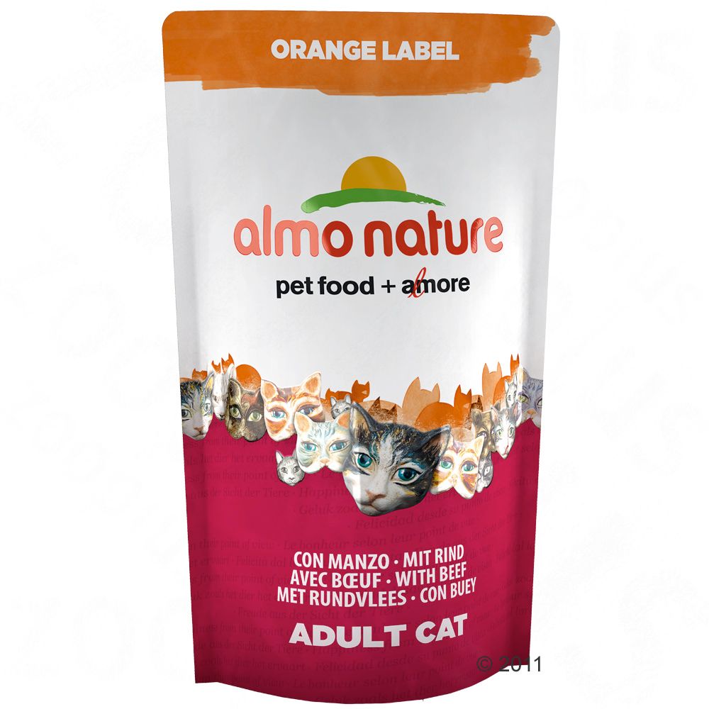 Almo Nature Orange Label Adult Beef is a balanced complete food for adult cats Almo Nature Orange Label Adult Beef is a balanced complete food for adult cats