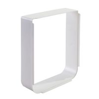 SureFlap sportello per animali controllato tramite microchip, bianco, design quadrato con passaggio trasparente.