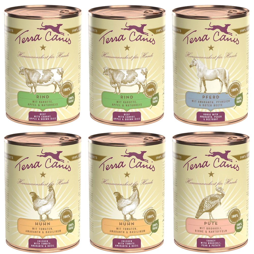 Terra Canis Classic 6 x 400 g - Mix (Rund, Kip, Kalkoen, Paard)