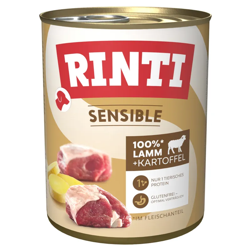 RINTI Sensible 24 x 800 g - Pack Ahorro - Cordero y patatas