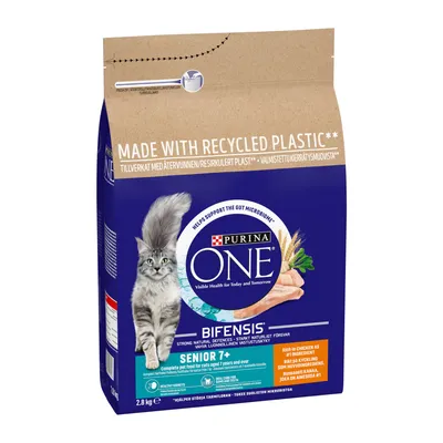 PURINA ONE Senior 7+ Chicken & Whole Grains Dry Cat Food - Economy Pack: 2 x 2.8kg PURINA ONE Senior 7+ Chicken & Whole Grains Dry Cat Food - Economy Pack: 2 x 2.8kg