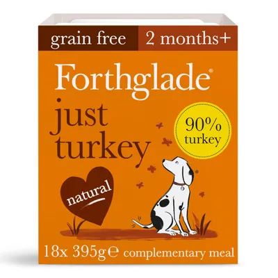Forthglade Just Grain-Free Natural Wet Dog Food - Just Turkey - 18 x 395g