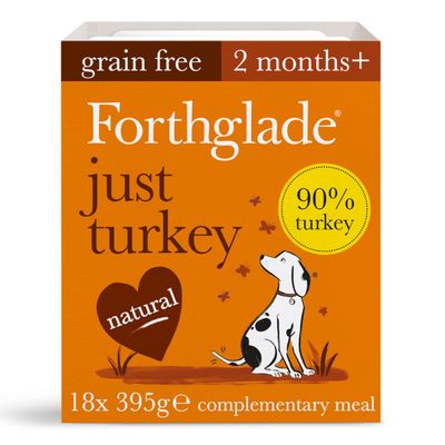 Forthglade Just Grain-Free Natural Wet Dog Food - Just Turkey 18 x 395g