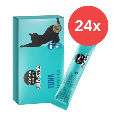 Cosma Jelly Snack Thunfisch, 24x14g, getreidefreie Rezeptur, reine Fischstücke in Gelee.