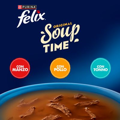 Felix Soup Time Original 6 x 48 g - Selezioni miste (Manzo, Pollo, Tonno)