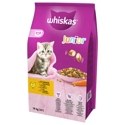 Whiskas Junior с пилешко - 2 х 14 кг