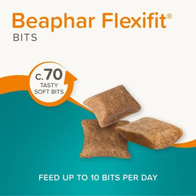 Beaphar Flexifit Bits, approximately 70 tasty soft bits per pack. Feed up to 10 bits per day.