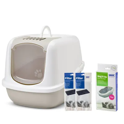 Savic Katzentoilette Nestor Jumbo - Toilette mocca / weiss + 2 extra Filter + 6 Bag it up Savic Katzentoilette Nestor Jumbo - Toilette mocca / weiss + 2 extra Filter + 6 Bag it up