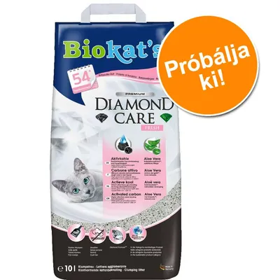 Biokat's Diamond Care Fresh macskaalom, aktív szénnel és aloe verával, 10 l. Narancssárga körben: Próbálja ki!
