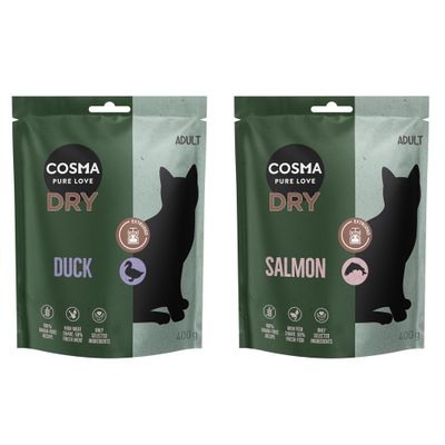 Cosma Pure Love Dry Adult, levegőn szárított szárazeledel lazaccal és csirkével, 100% gabonamentes, magas friss hús tartalom, válogatott összetevők, 400g.