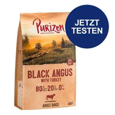 Purizon Black Angus with Turkey, Adult Dogs, 400g. 80% Black Angus, Geflügel & Fisch, 20% Obst & Gemüse, 0% Getreide. Jetzt testen.