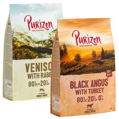 Purizon Probierpaket 2 x 1 kg Black-Angus-Rind mit Truthahn, Wild mit Kaninchen