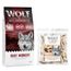 Wolf of Wilderness Kombi-Paket: Adult Trockenfutter + 3 x Kaninchenohren mit Fell Snacks 12 kg Ruby Midnight - Rind & Kaninchen + 3 x 400 g Snacks