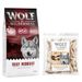 Wolf of Wilderness Kombi-Paket: Adult Trockenfutter + 3 x Kaninchenohren mit Fell Snacks 12 kg Ruby Midnight - Rind & Kaninchen + 3 x 400 g Snacks