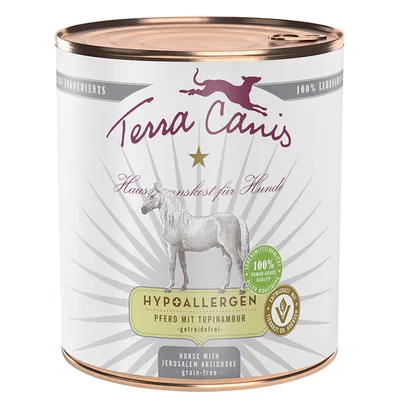 Lot Terra Canis hypoallergénique 12 x 800 g pour chien - cheval, topinambour