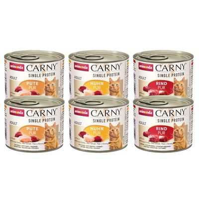 animonda Carny Single Protein Adult пробна опаковка 6 x 200 г смесена опаковка