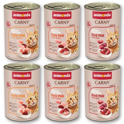 animonda Carny Single Protein Adult пробна опаковка 6 x 400 г смесена опаковка
