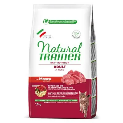 Natural Trainer Adult met Rundvlees Brokken voor katten - 18 kg (12 x 1,5 kg) 