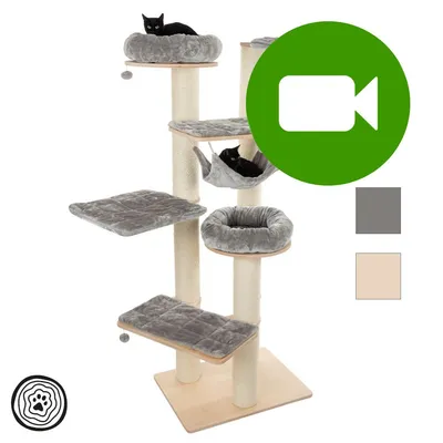 Przycisk odtwarzania wideo. Kliknij tutaj, aby obejrzeć film prezentujący drapak dla kota z szarym pluszem i słupkami z sizalu. Przycisk odtwarzania wideo. Kliknij tutaj, aby obejrzeć film prezentujący drapak dla kota z szarym pluszem i słupkami z sizalu.